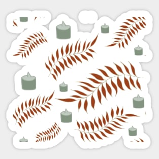 Festive leaves and candles Sticker